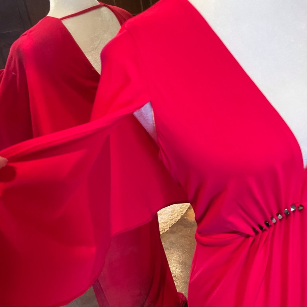 NWT Red Halston Heritage A-line gown, small - Picture 5 of 8
